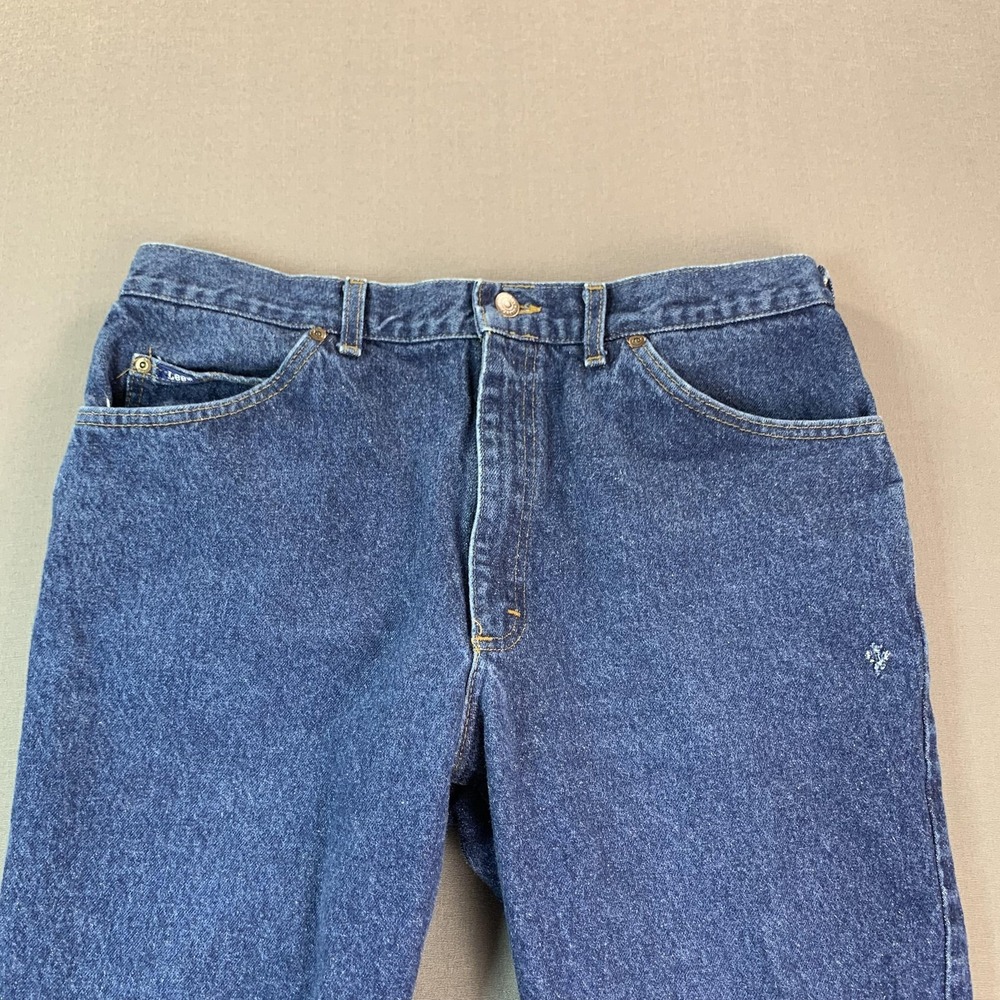 Vintage Lee Jeans Mens 38 (Fits 36x30) Blue Denim Straight Leg USA Workwear 90s - Picture 4 of 16